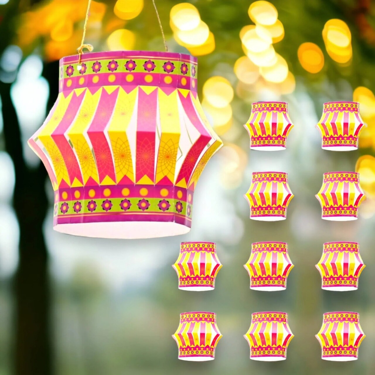 10 Ct Diy Diwali Lantern Kit Paper, Diwali Decoration, Diwali Gift, Diwali Kids, Diwali Lantern Craft, Diy Paper Lantern, Lantern Kit,